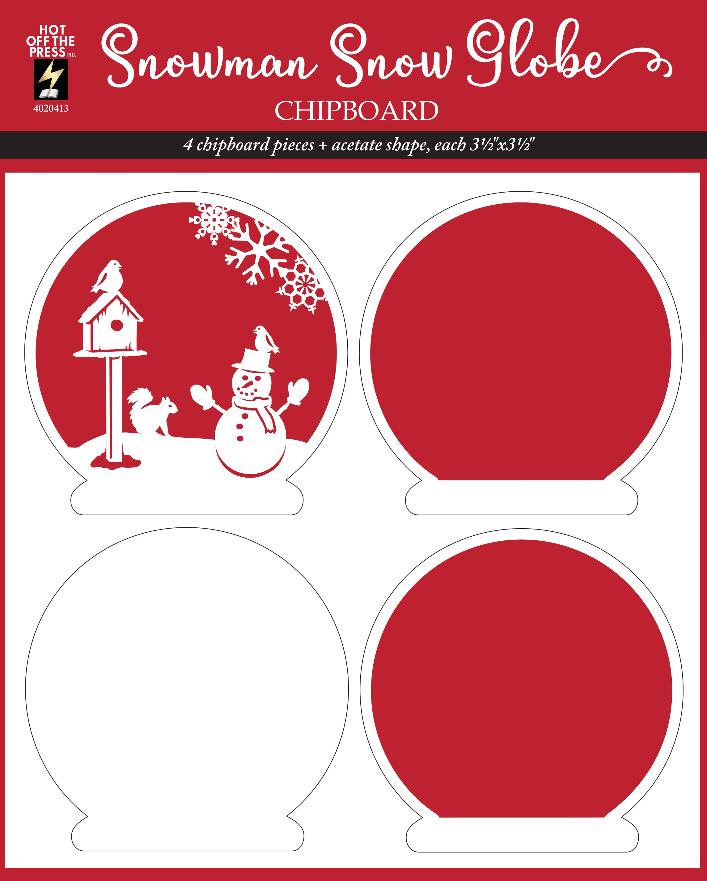 Snowman Snow Globe Chipboard Set, 4 pieces