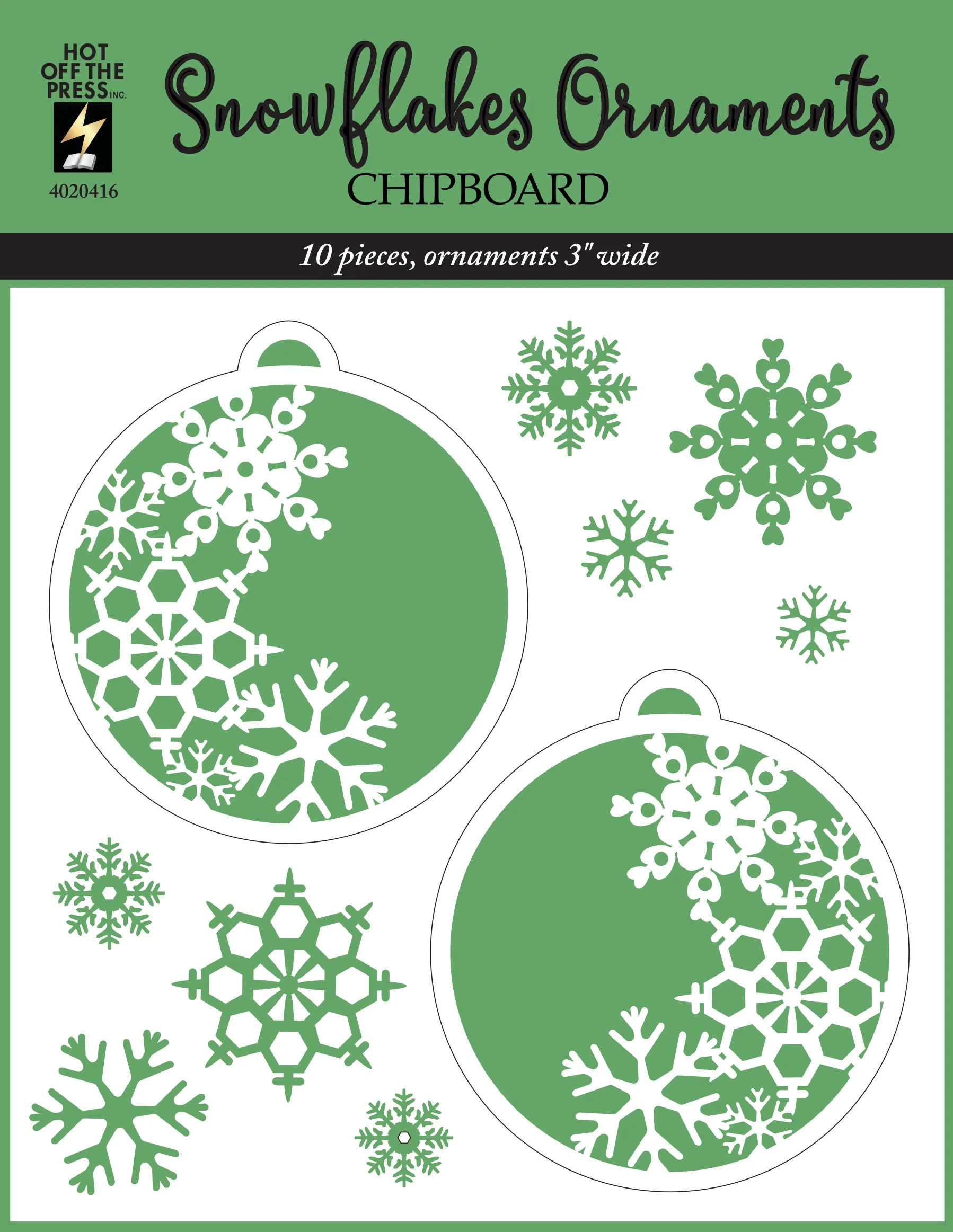 Snowflakes Chipboard Ornaments, 2 pieces