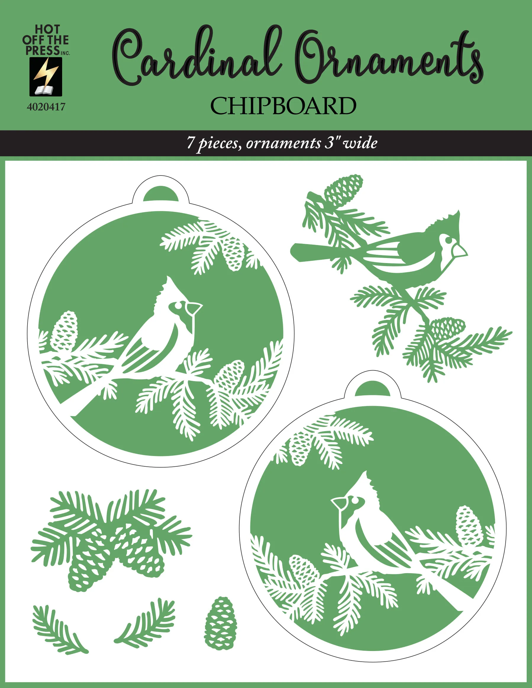 Cardinal Chipboard Ornaments, 2 pieces