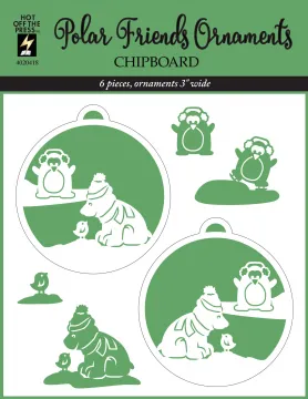 Polar Friends Chipboard Ornaments, 2 pieces