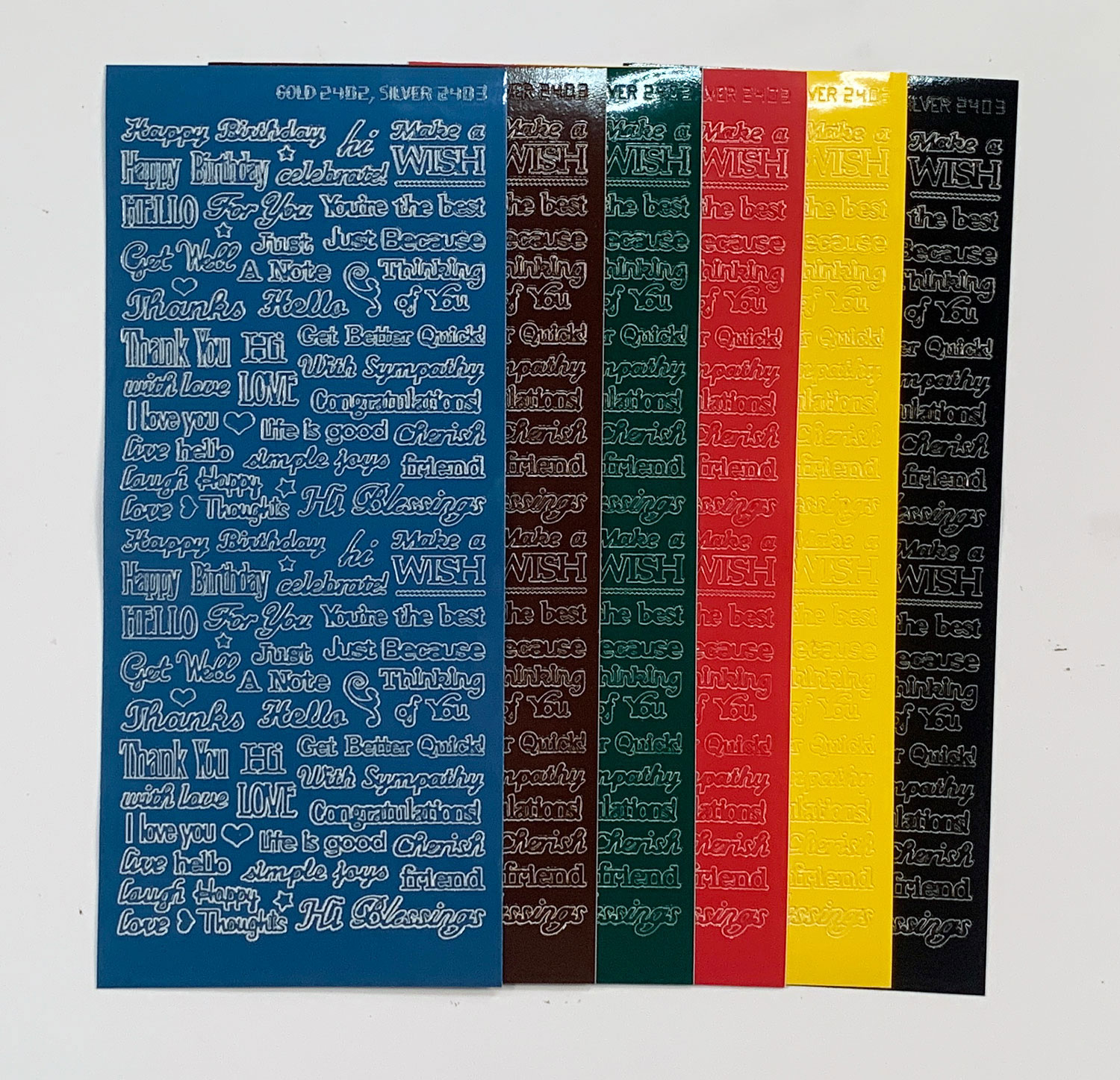Tiny Words & Phrases Dazzles™ stickers, Primary Colors 6 sheets