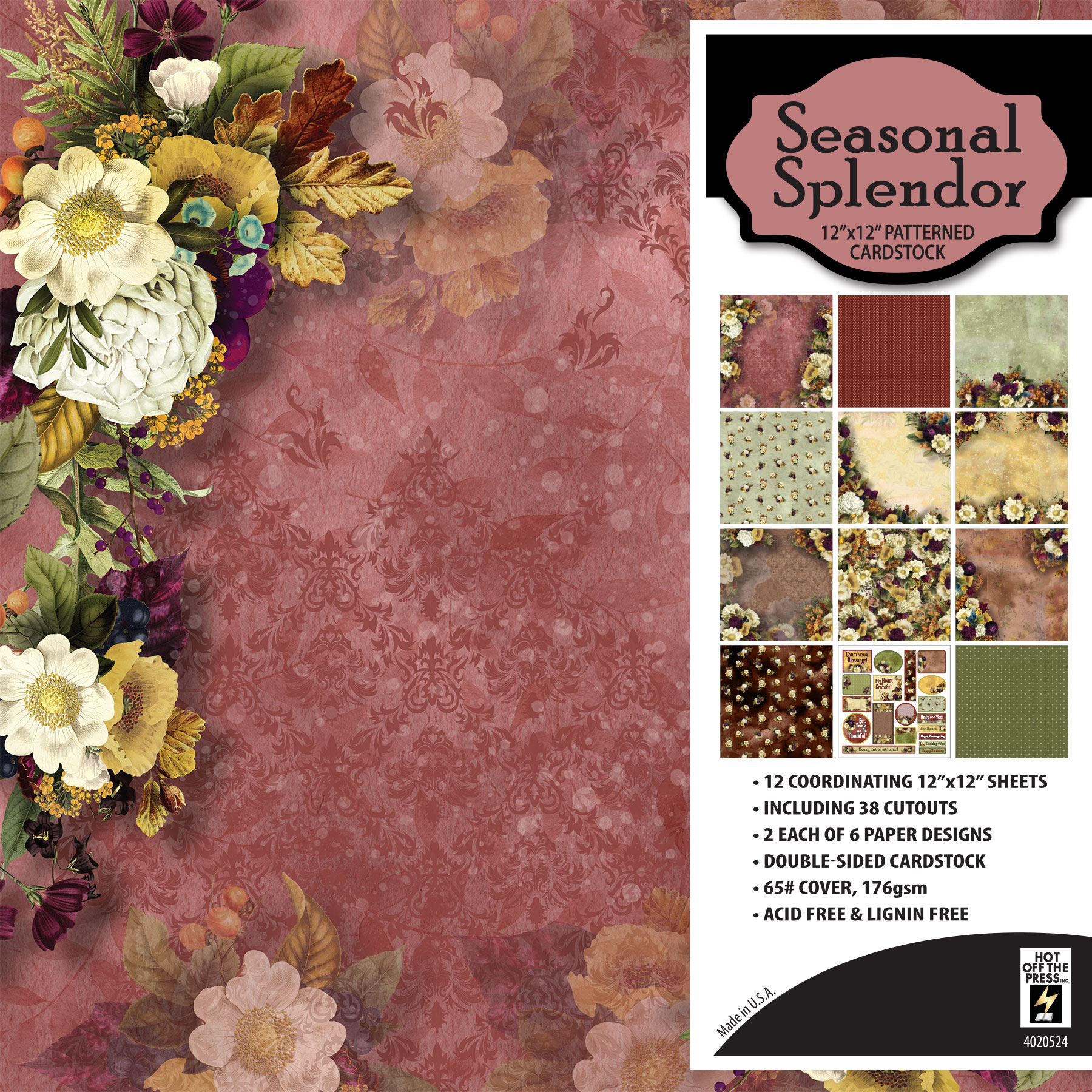 Graphic 45 Flower Market Double-Sided Cardstock 12X12-August