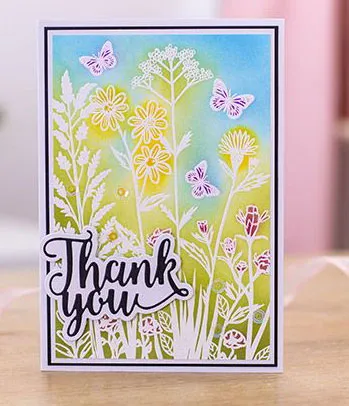 Wild Flowers & Butterflies Photopolymer Clear Stamp, 4"x6"