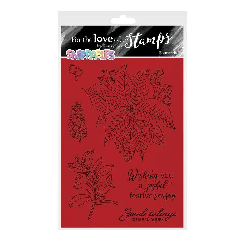 Poinsettia A6 Stamps Snippables Christmas Cheers For the Love of Stamps