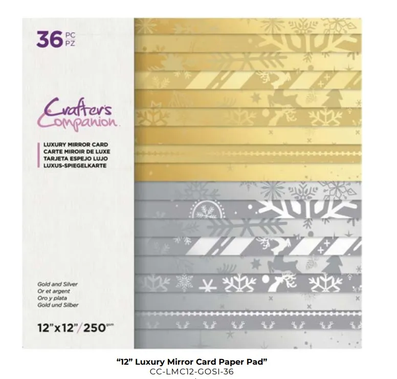 Gold & Silver 12x12 Luxury Mirror Card Pad, 36 Sheets