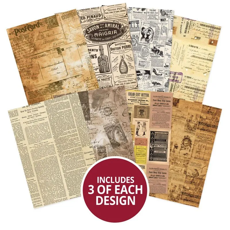 Vintage Newsprint Adorable Scorable Pattern Pack