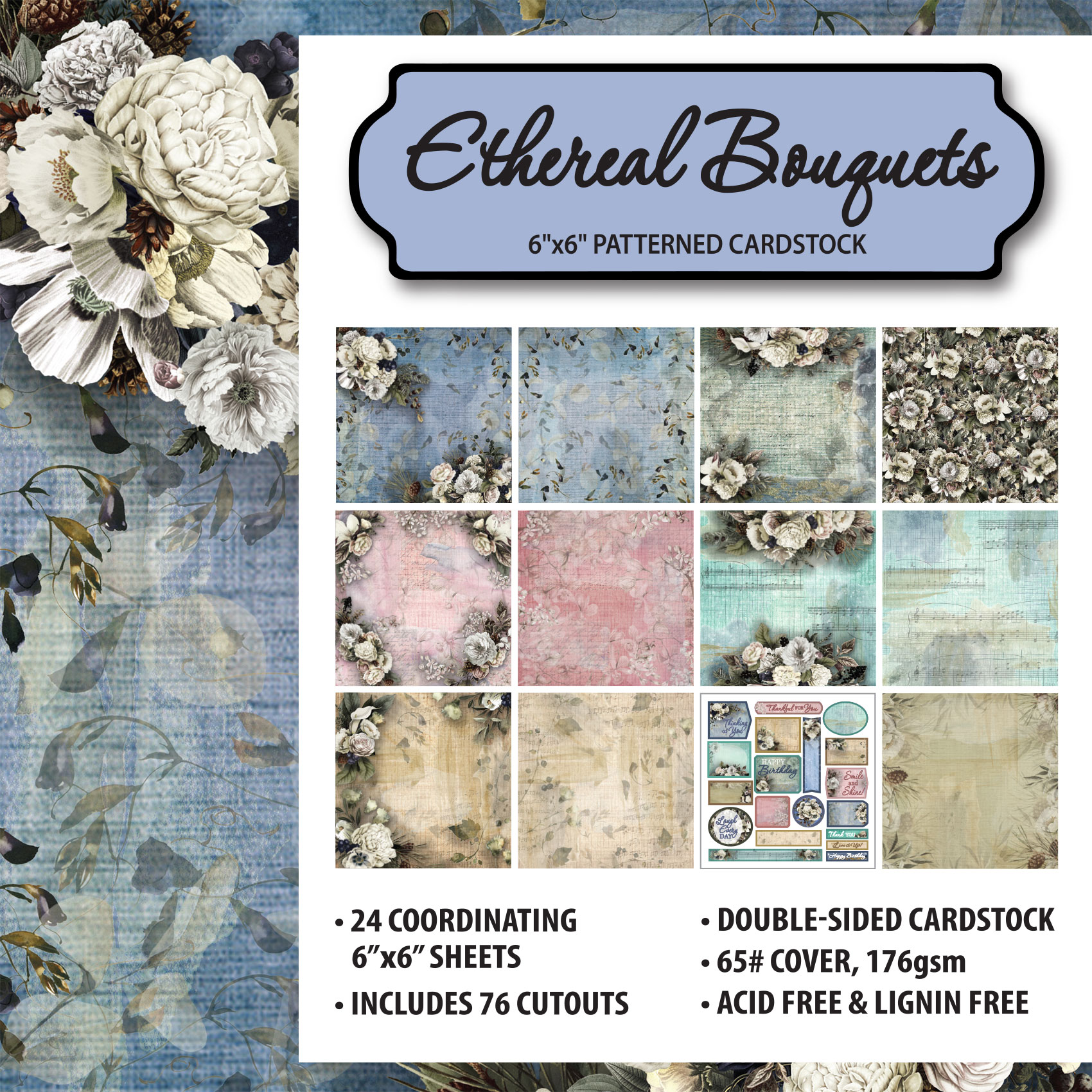 Ethereal Bouquets 6"x6" Patterned Cardstock
