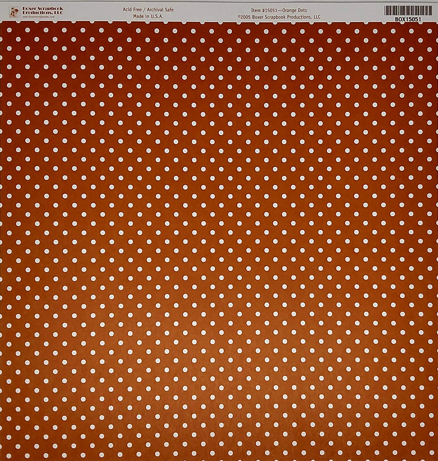Orange Dot Paper, Single-Sided 12x12 Sheet