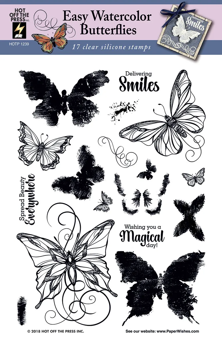 Easy Watercolor Butterflies Silcone Stamps