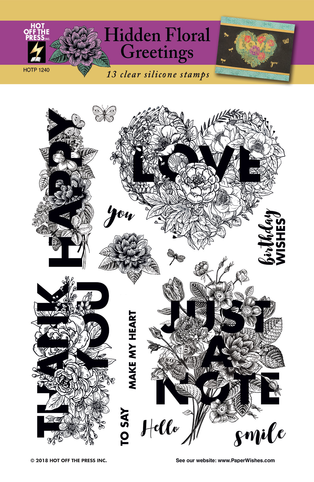 Hidden Floral Greetings Silicone Stamp Set