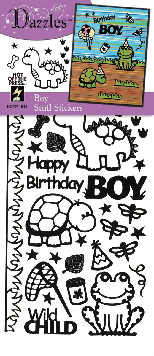 Boy Stuff Dazzlesâ¢ Stickers Black