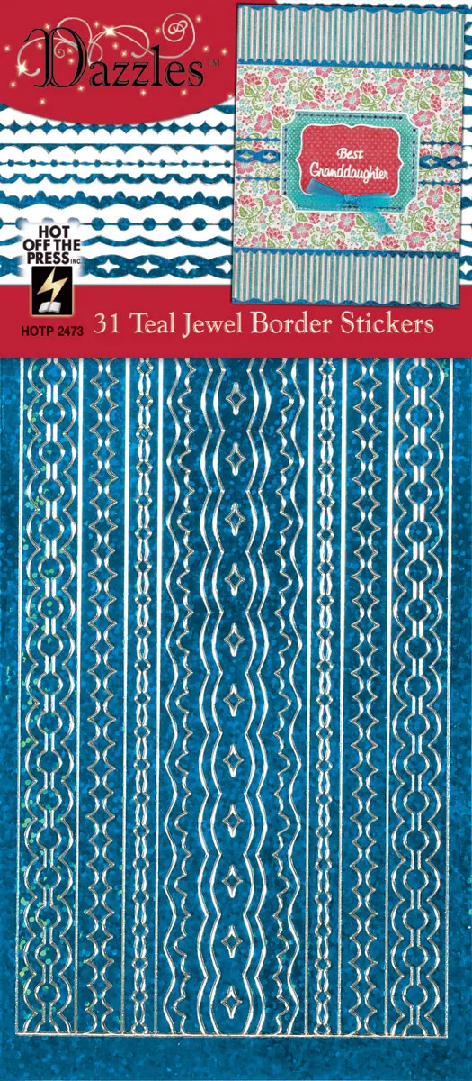 31 Teal Jewel Border Dazzles