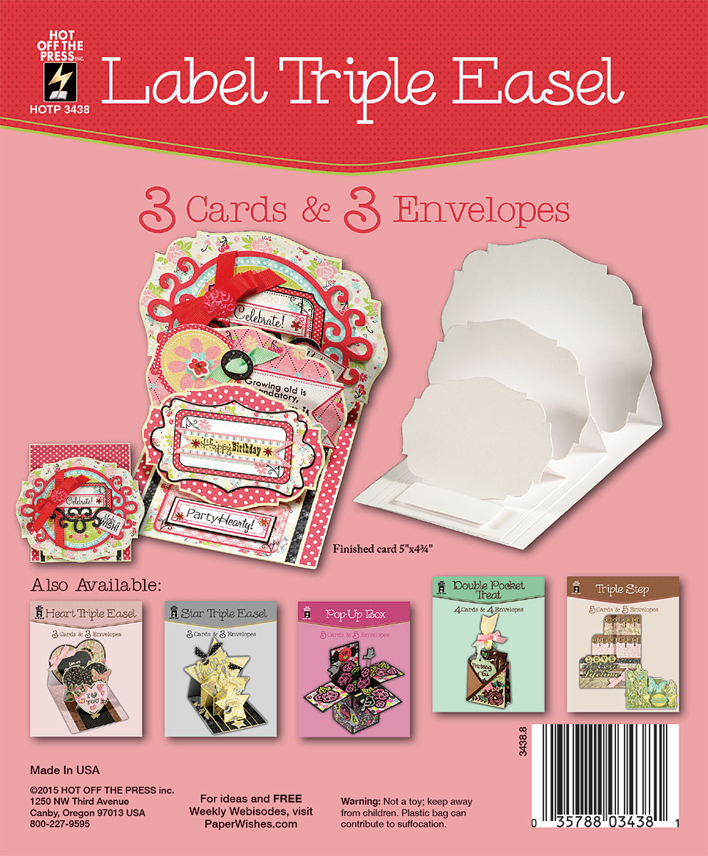Label Triple Easel 3pk Die Cut Cards
