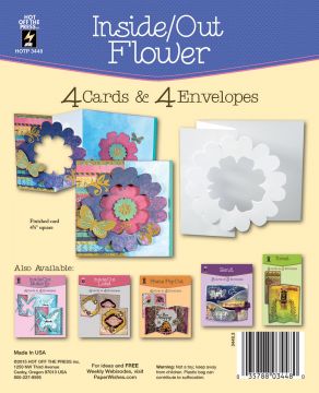 Flower Inside Out Die Cut Cards 4pk