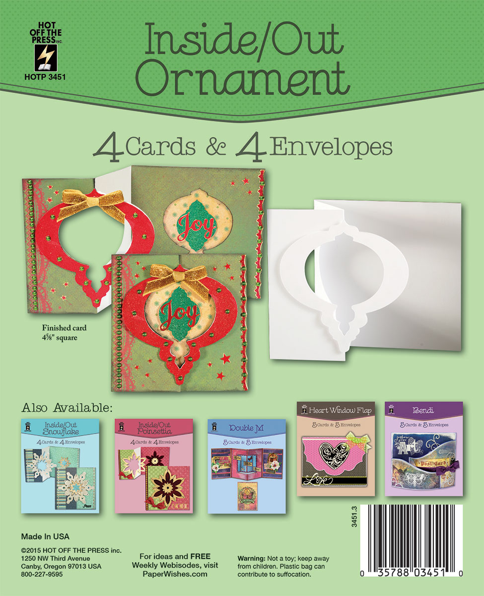 Inside/Out Ornament Die-Cut Cards (4-Pack)