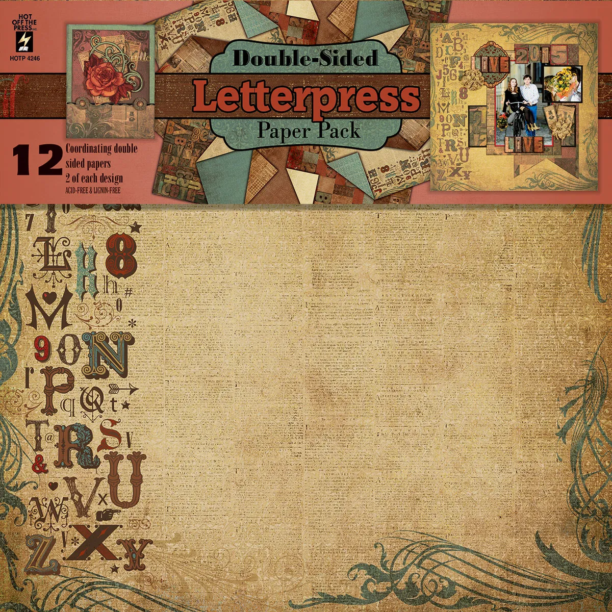 Letterpress Double-Sided Scrapbooking Papers 12