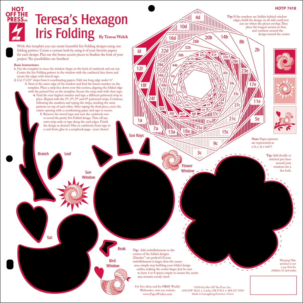 Teresas Hexagon Iris Folding Template