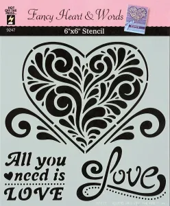 Fancy Hearts and Words Stencil