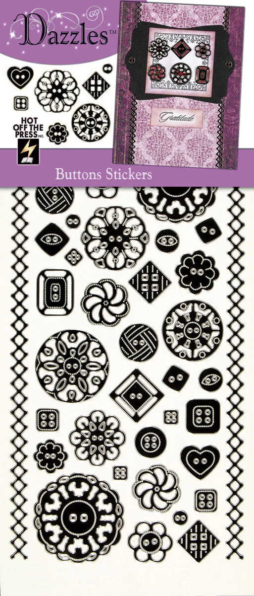 Buttons Dazzlesâ¢ Stickers Black - 3 pack