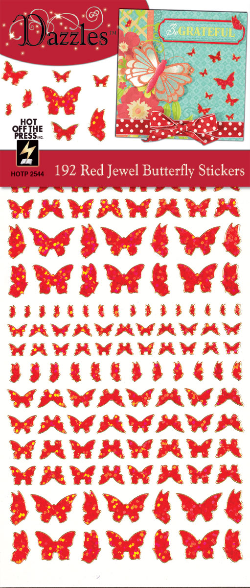 Red Jewel Butterflies Dazzles™ Stickers 3-pack