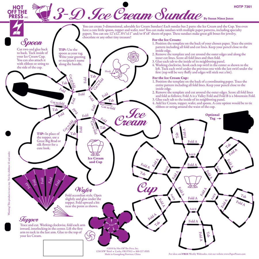 3-D Ice Cream Sundae Template