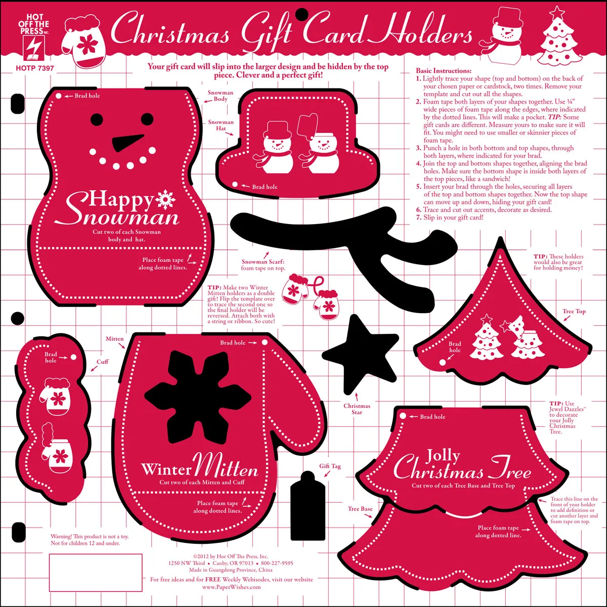 Christmas Gift Card Template 12x12