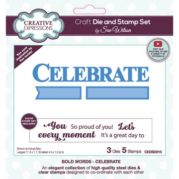 Celebrate Craft Die & Stamp Set by Creative Expressions Sue Wilson