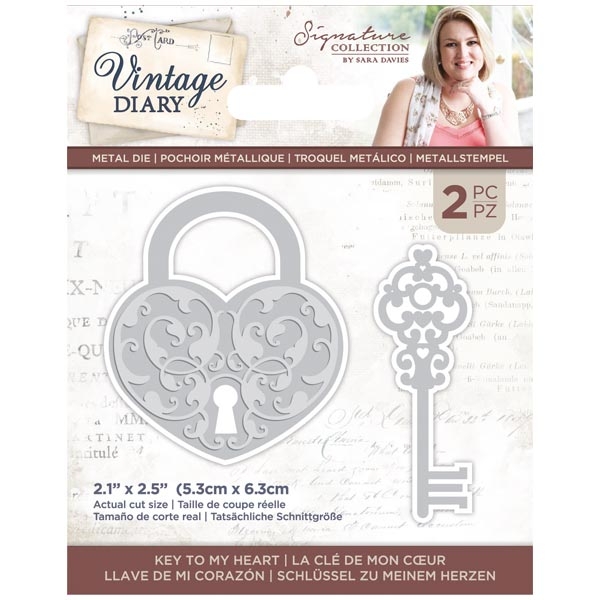 Key to My Heart Vintage Diary Metal Dies,  2pc