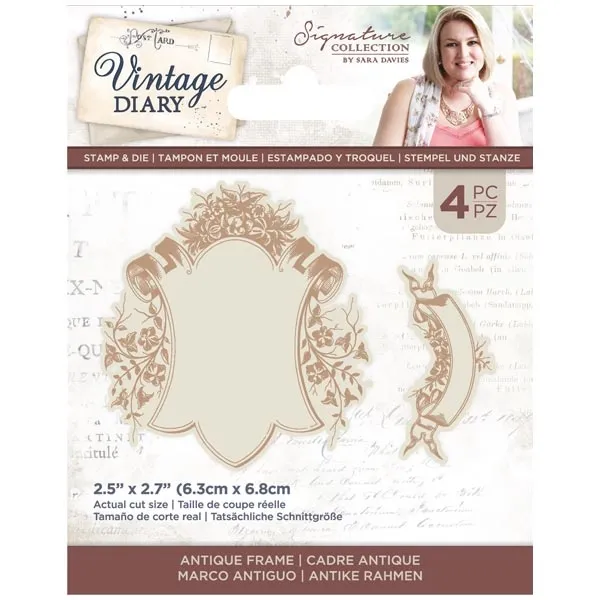 Antique Frames Vintage Diary Stamps & Dies, 4pc