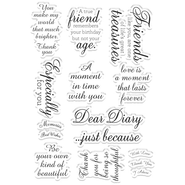 Adoring Sentiments Vintage Diary Photopolymer Stamps, 15pc