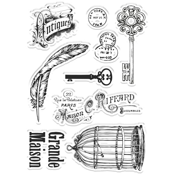 Perfectly Parisian Vintage Diary Photopolymer Stamps, 9 pc