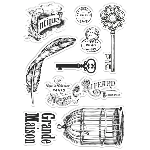 Perfectly Parisian Vintage Diary Photopolymer Stamps, 9 pc