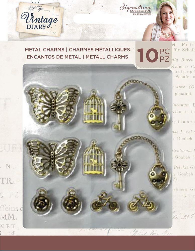 Vintage Diary Metal Charms (10pk)
