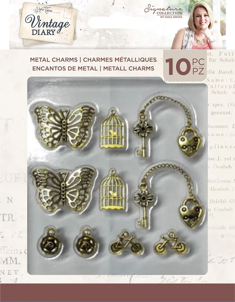 Vintage Diary Metal Charms (10pk)