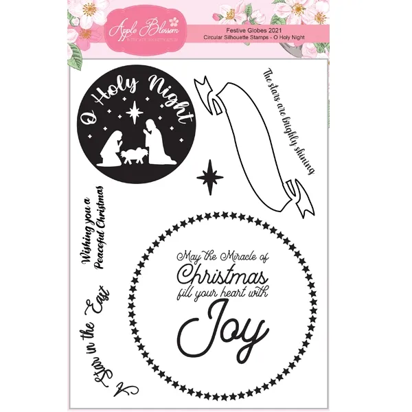 O Holy Night Circular Silhouette A5 Stamp Set by Apple Blossom, Festive Globes