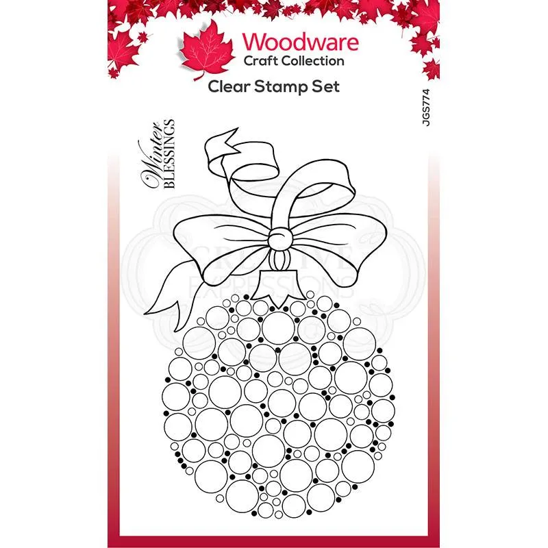 Bubble Bauble and Ribbon 4x6Clear Stamp by Woodware