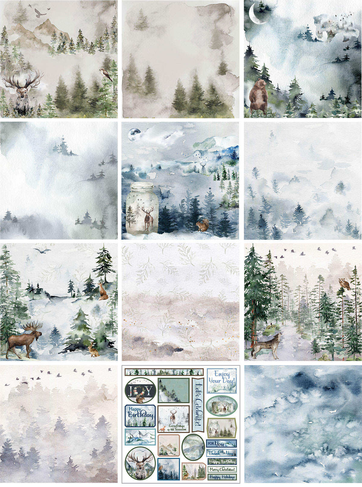 Foggy Forest 12x12 Patterned Cardstock
