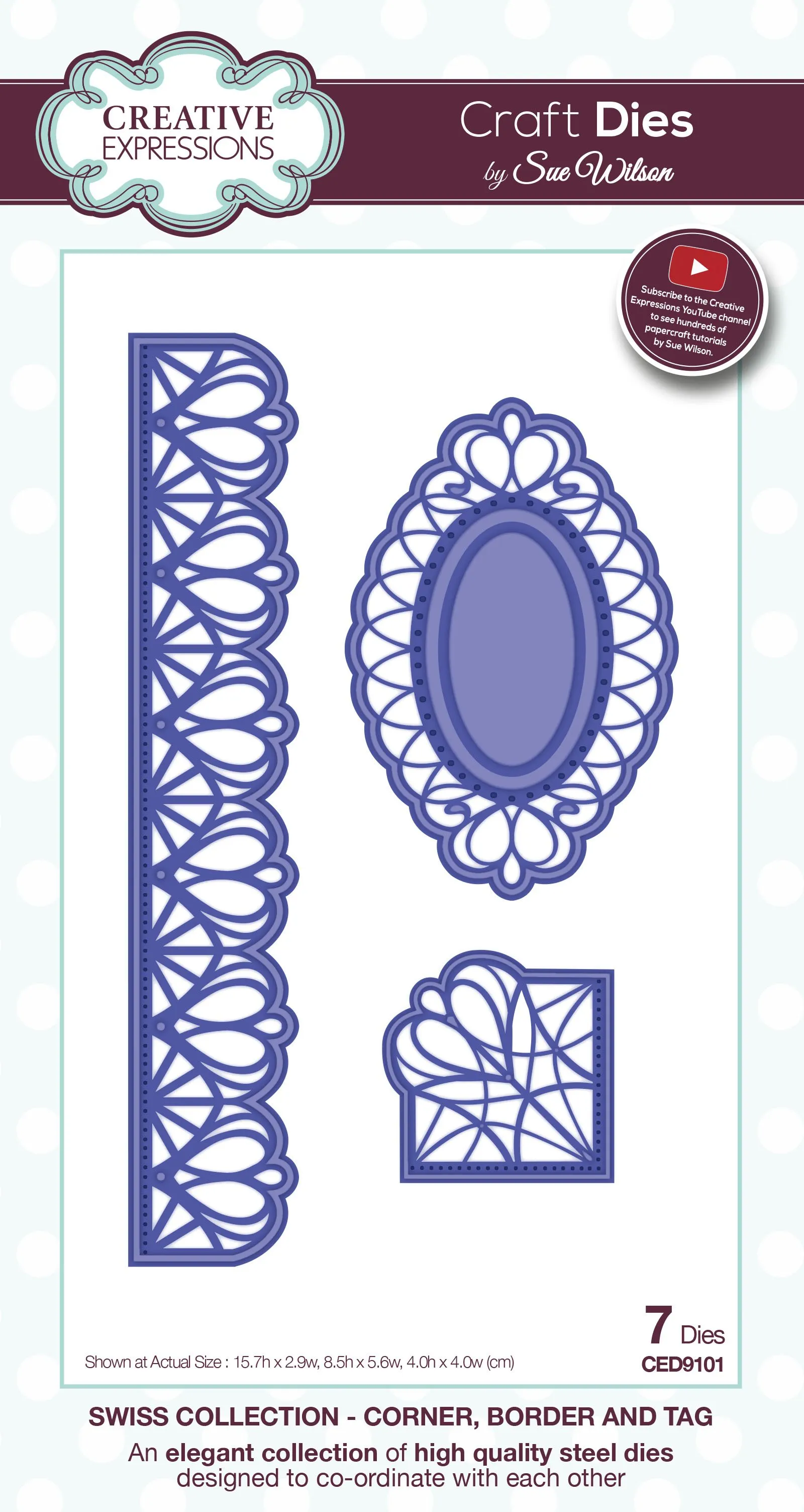 Sue Wilson Dies -Swiss Collection - Corner, Border and Tag